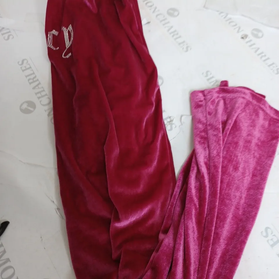 JUICY COUTURE PINK CRUSH VELVET TRACKSUIT BOTTOMS