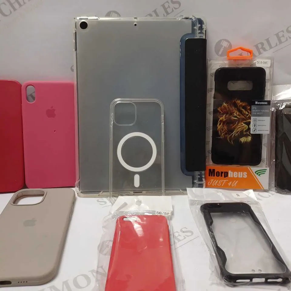 LOT OF APPROX 20 ASSORTED PHONE CASES SUITABLE FOR VARIOUS MODELS IN ASSORTED COLOURS AND DESIGNS 