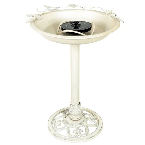 BERNINI SOLAR COLOUR CHANGING STEEL BIRD BATH FOUNTAIN