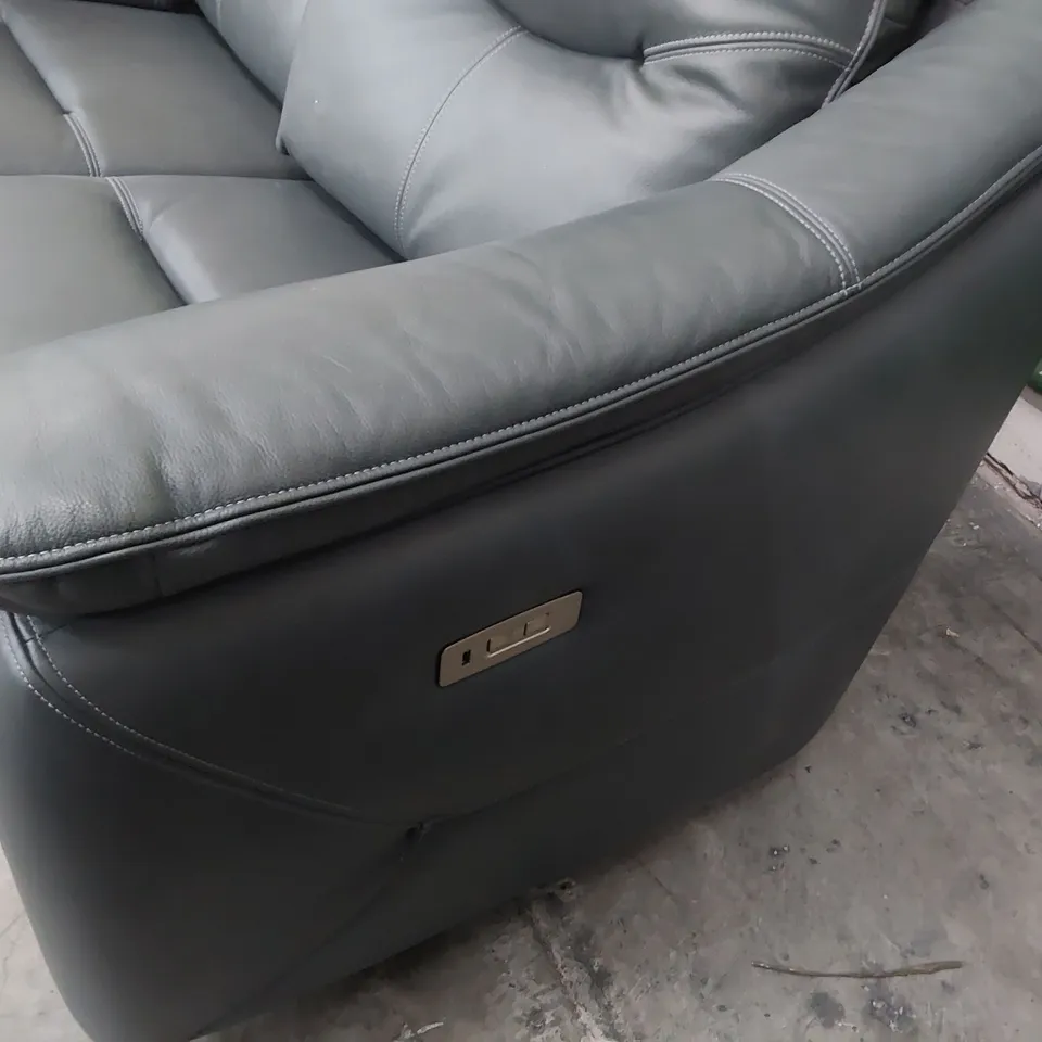 QUALITY BRITISH DESIGNER G PLAN JACKSON POWER RECLINING TWO SEATER SOFA KENSINGTON PETROL BLUE LEATHER 
