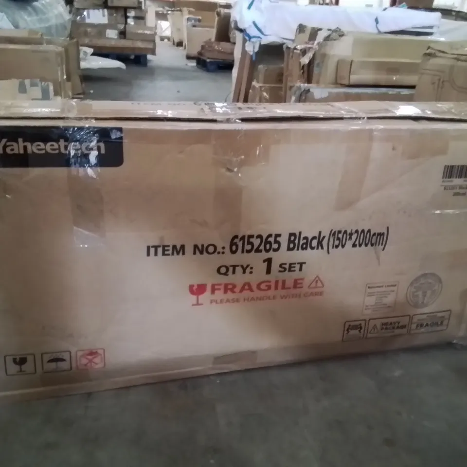 BOXED METAL FRAMED BED WITH HIGH HEADBOARD