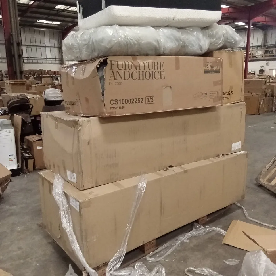 PALLET OF ASSORTED INCOMPLETE DESIGNER SOFA PARTS AND PIECES