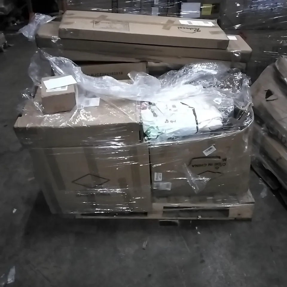 PALLET OF HOUSEHOLD ITEMS TO INCLUDE MICROWAVE GRILL TRAY, FIRE TV STICK, TAPE DISPENSER, MOBILE PHONE AND OTHER ASSORTED ITEMS...