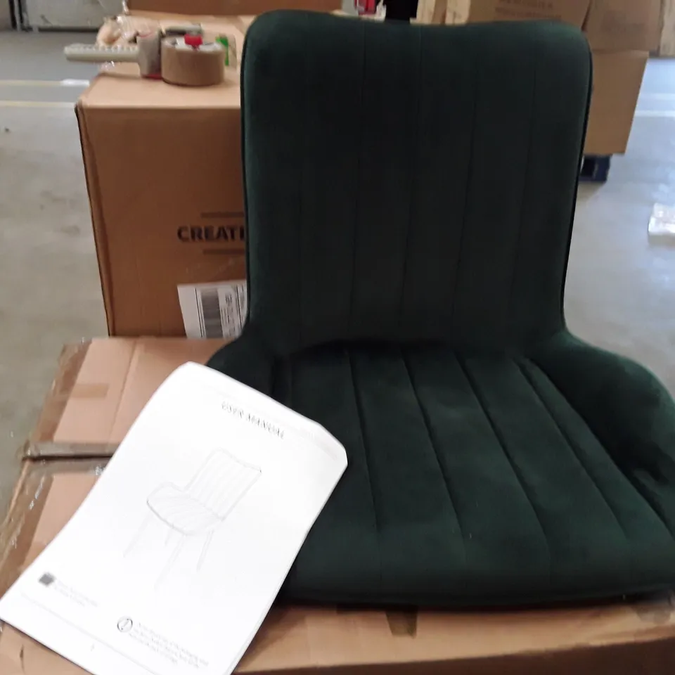 BOXED SET OF 2 UPHOLSTERED FABRIC DINING CHAIRS - GREEN (1 BOX)
