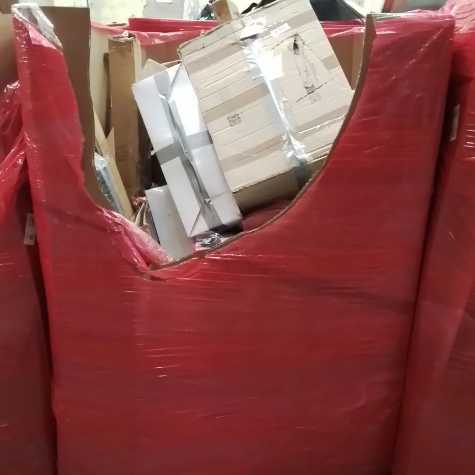 PALLET CONTAINING VARIOUS ASSORTED BOXED HOUSEHOLD ITEMS TO INCLUDE: CAT HAMMOCK, BED RAIL, INSECT KILLERS, FAN, SPRINKLER AND LOTS MORE UNMARKED BOXED ITEMS 