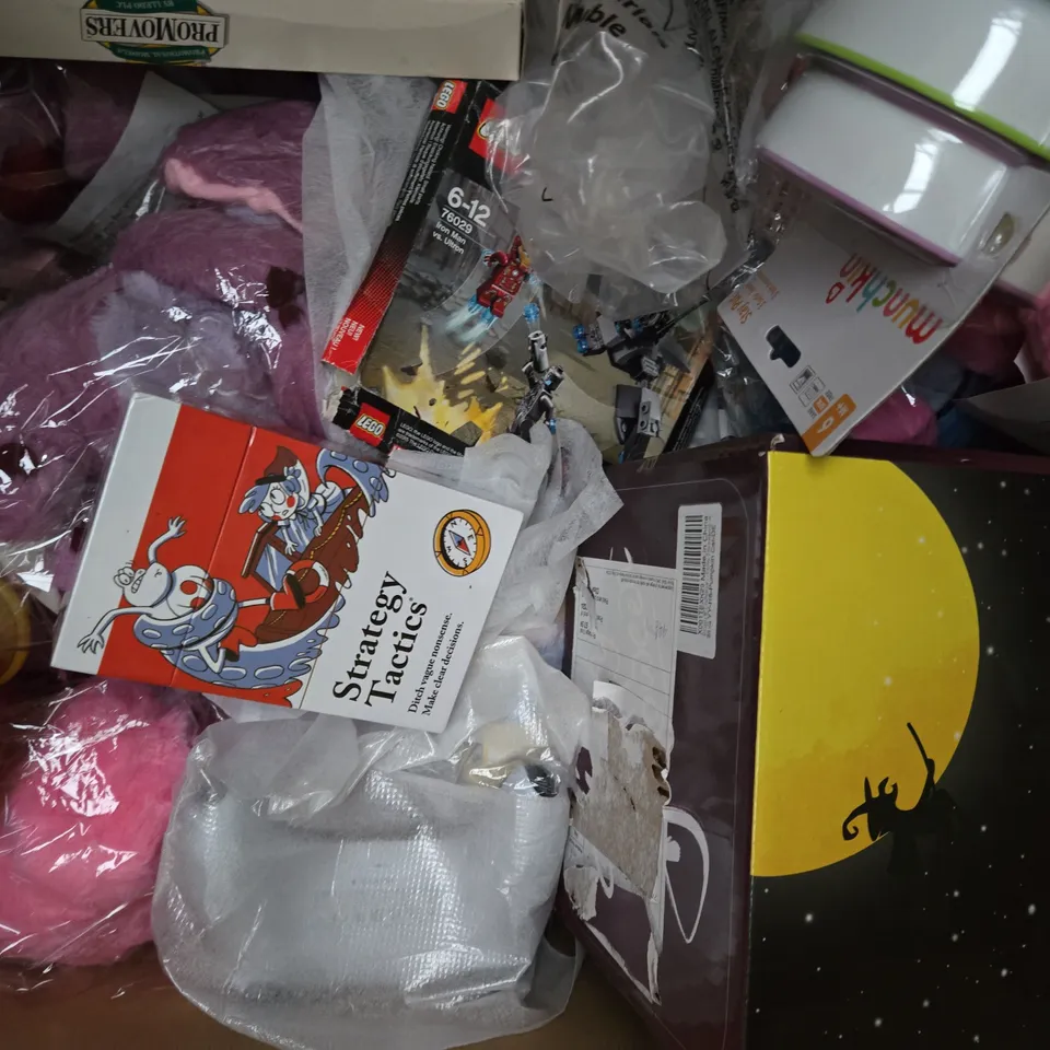 BOX OF APPROXIMATELY 15 ASSORTED TOYS AND GAMES TO INCLUDE BING PLUSH, ACTION TRUCK, STRECH MONSTER, ETC - COLLECTION ONLY