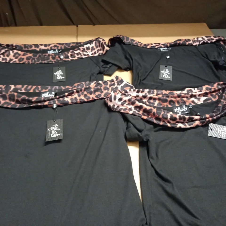 LOT OF 4 HELL BUNNY TOP WITH ANIMAL PRINT TRIM - VARIOUS SIZES