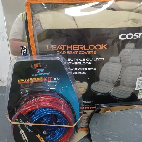 LARGE QAUNTIITY OF ASSORTED CAR ITEMS TO INCLUDE - CAR SEAT COVERS - TRIM- SIDE MIRROR / COLLECTION ONLY 