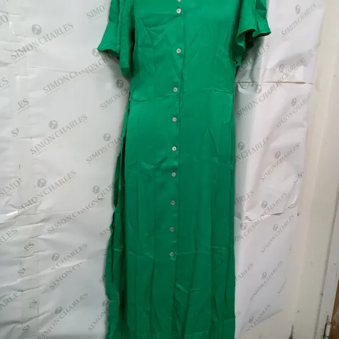 THREADBARE LADIES SALAD SATIN MIDI DRESS IN GREEN - UK 8