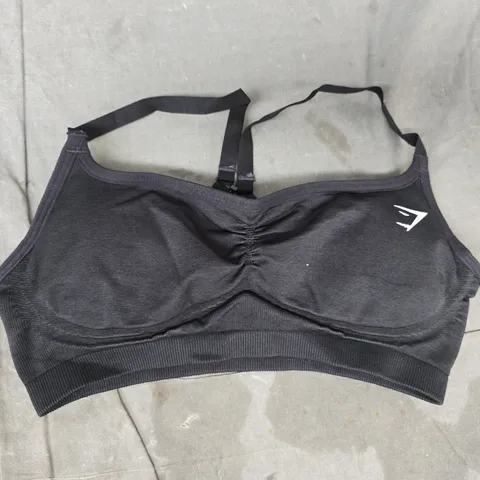 GYM SHARK LIFT SEAMLESS SPORTS BRA IN BLACK SIZE MEDIUM