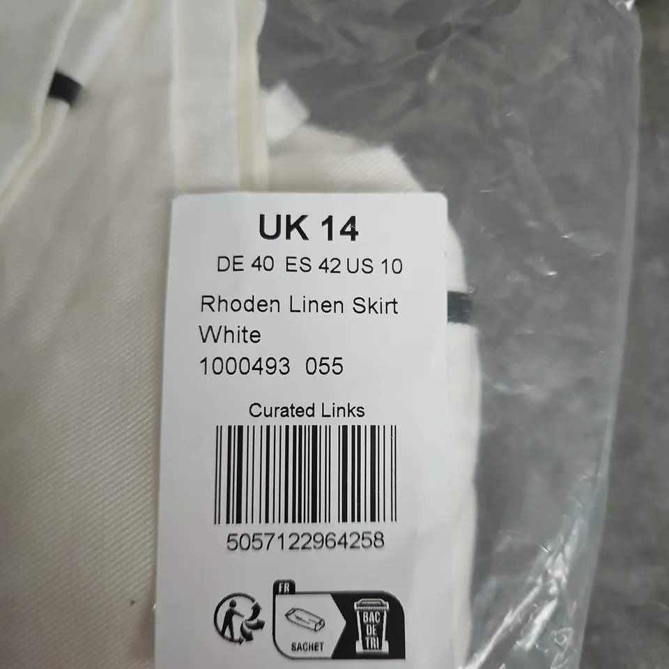 RHODEN LINEN SKIRT – WHITE, UK 14