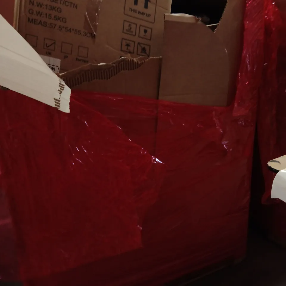 PALLET OF ASSORTED HOUSEHOLD GOODS AND PRODUCTS TO INCLUDE;SMART CAT LITTER BOX, CEILING FAN WITH LIGHT, PHOTO FRAME