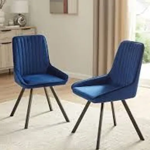 BOXED MARLOW PAIR OF DINING CHAIRS - NAVY BLUE/BLACK (1 BOX)