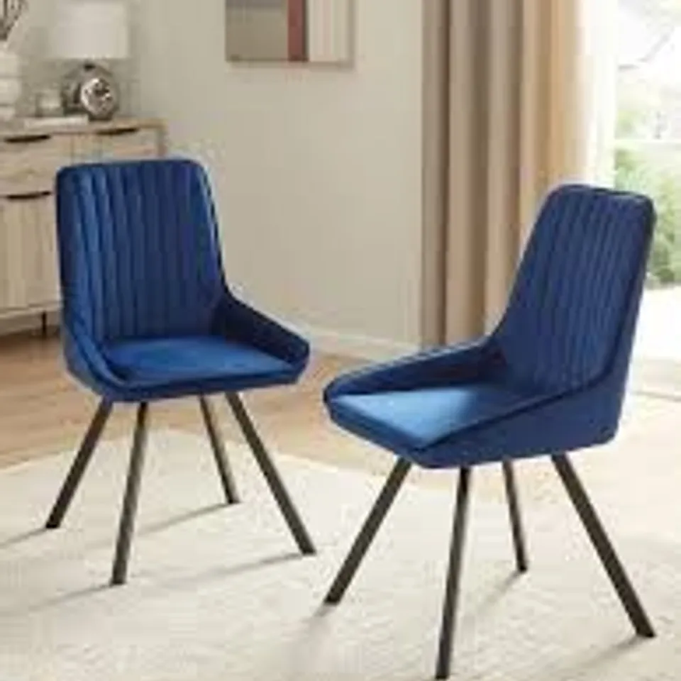 BOXED MARLOW PAIR OF DINING CHAIRS - NAVY BLUE/BLACK (1 BOX) RRP £229