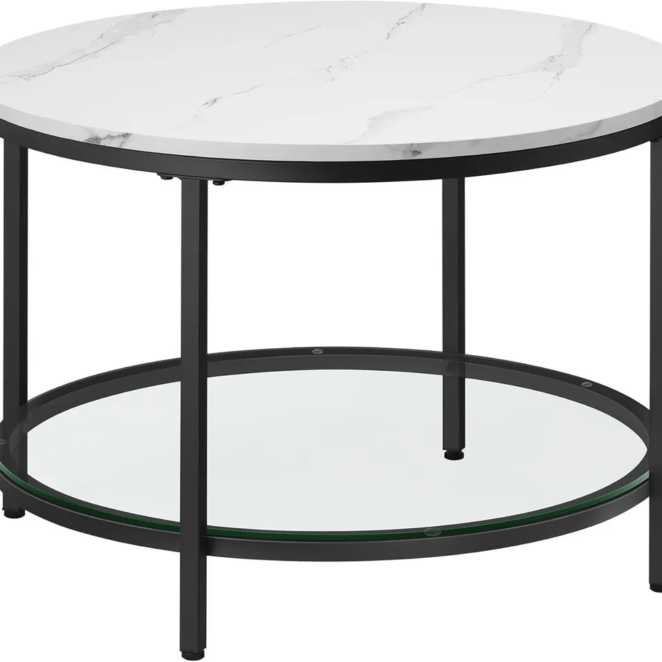 BOXED VASAGLE COFFEE TABLE - MARBLE WHITE/BLACK