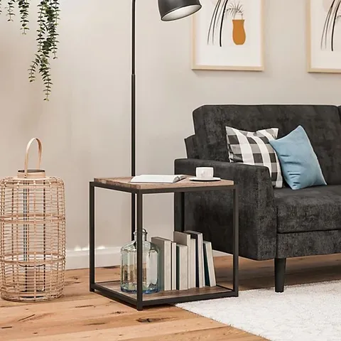 BOXED DOREL QUINCY END TABLE WEATHERED OAK (1 BOX)