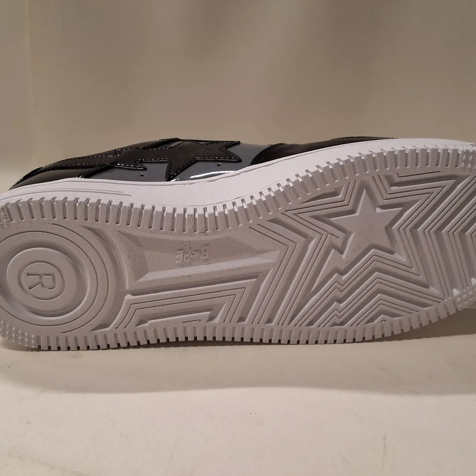 A BATHING APE STA SNEAKERS - BLACK/GREY PATENT - UK 10 (US 11)