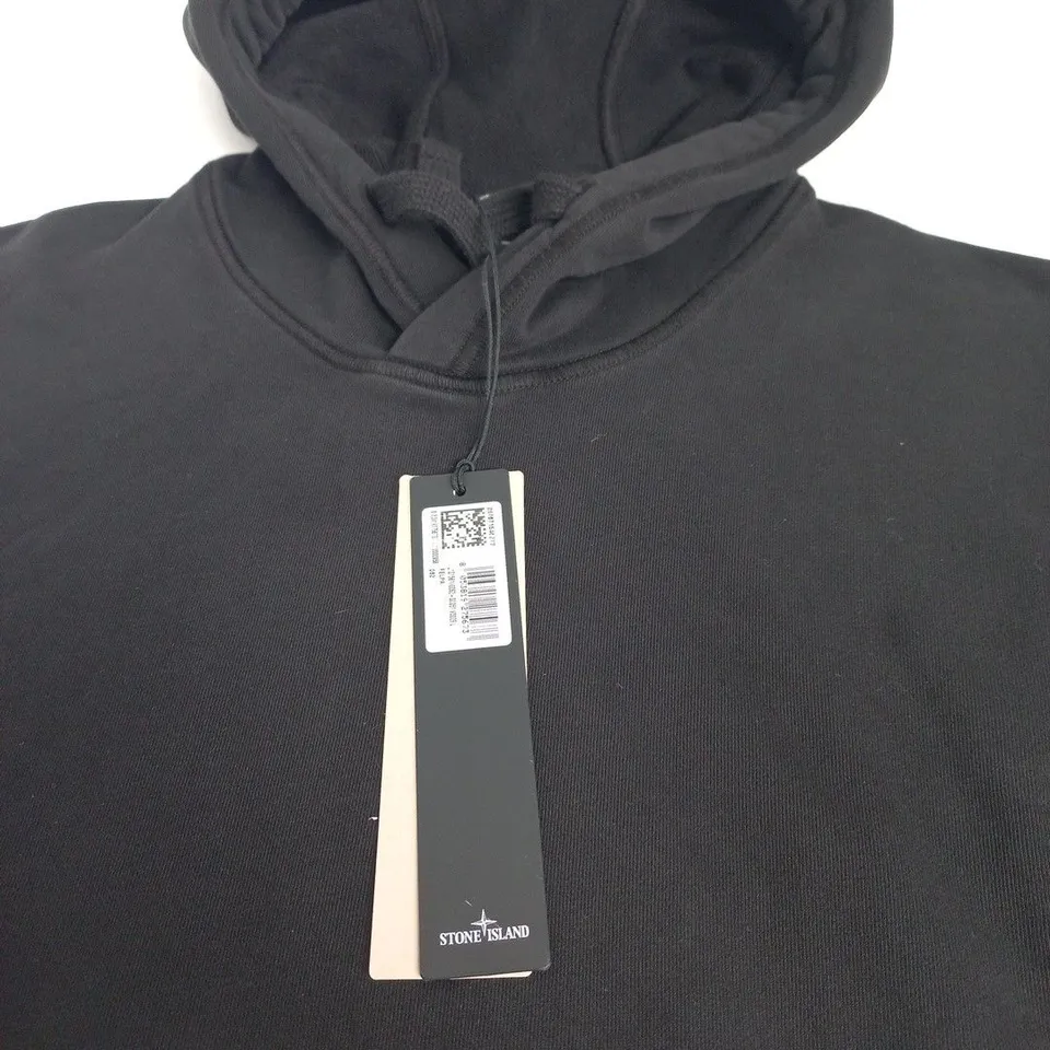STONE ISLAND BLACK HOODIE - LARGE 