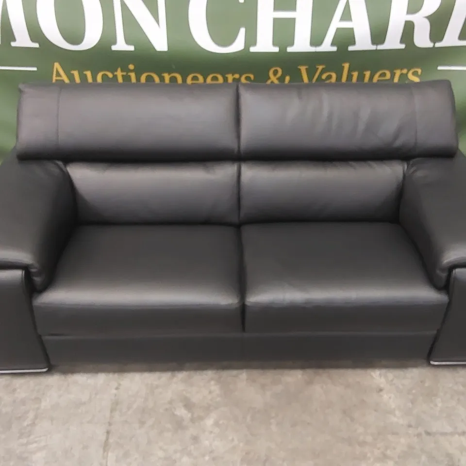 QUALITY DESIGNER ITALIAN MADE LEATHER MELO 4 SEATER SOFA - BLACK