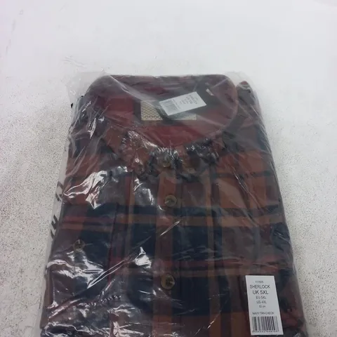 SHERLOCK SHIRT – NAVY/TAN CHECK, UK 5XL 