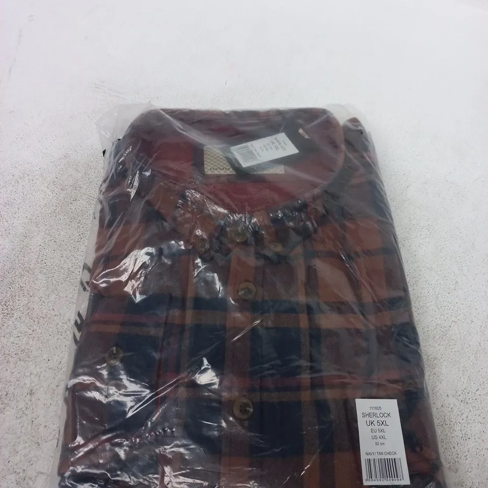 SHERLOCK SHIRT – NAVY/TAN CHECK, UK 5XL
