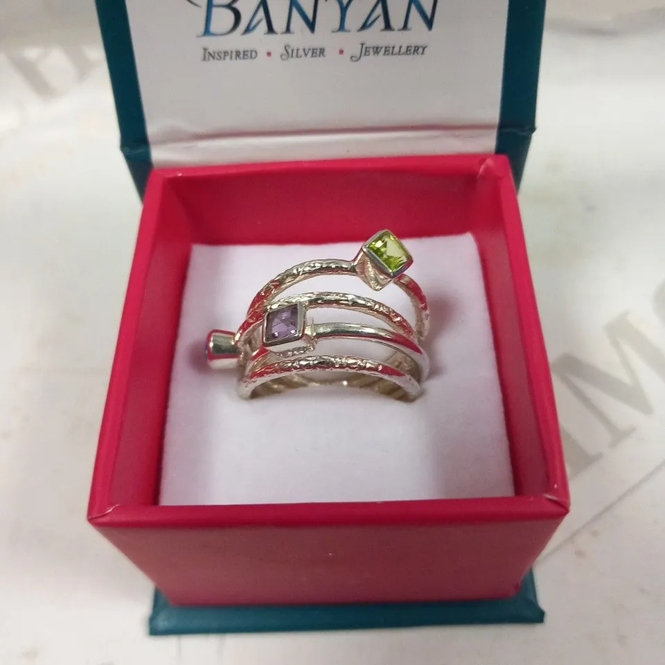 BOXED BANYAN STACKED RING SILVER