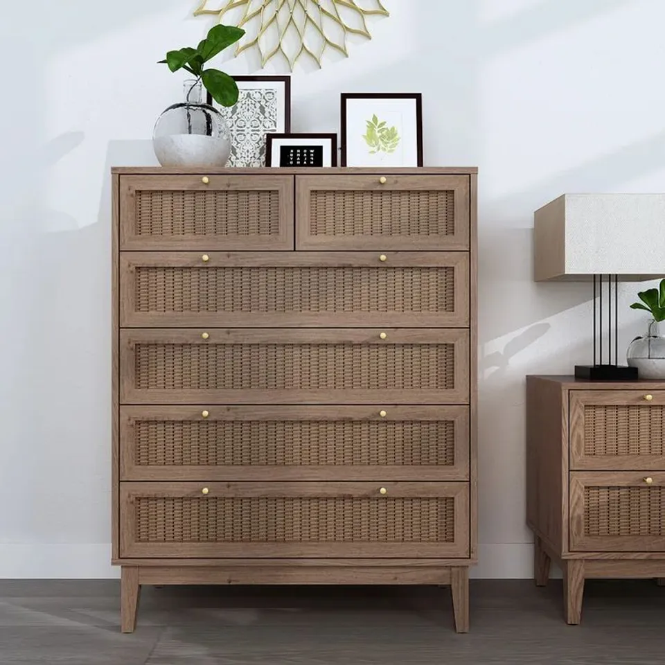 BOXED 6 DRAWER 85" WIDE CHEST OF DRAWERS OAK