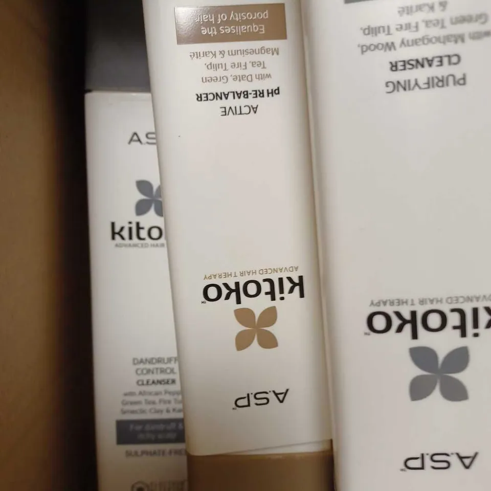 LOT OF APPROX 12 X 250ML ASSORTED A.S.P KITOKO PRODUCTS TO INCLUDE PURIFYING CLEANSERS & ACTIVE PH RE-BALANCER 