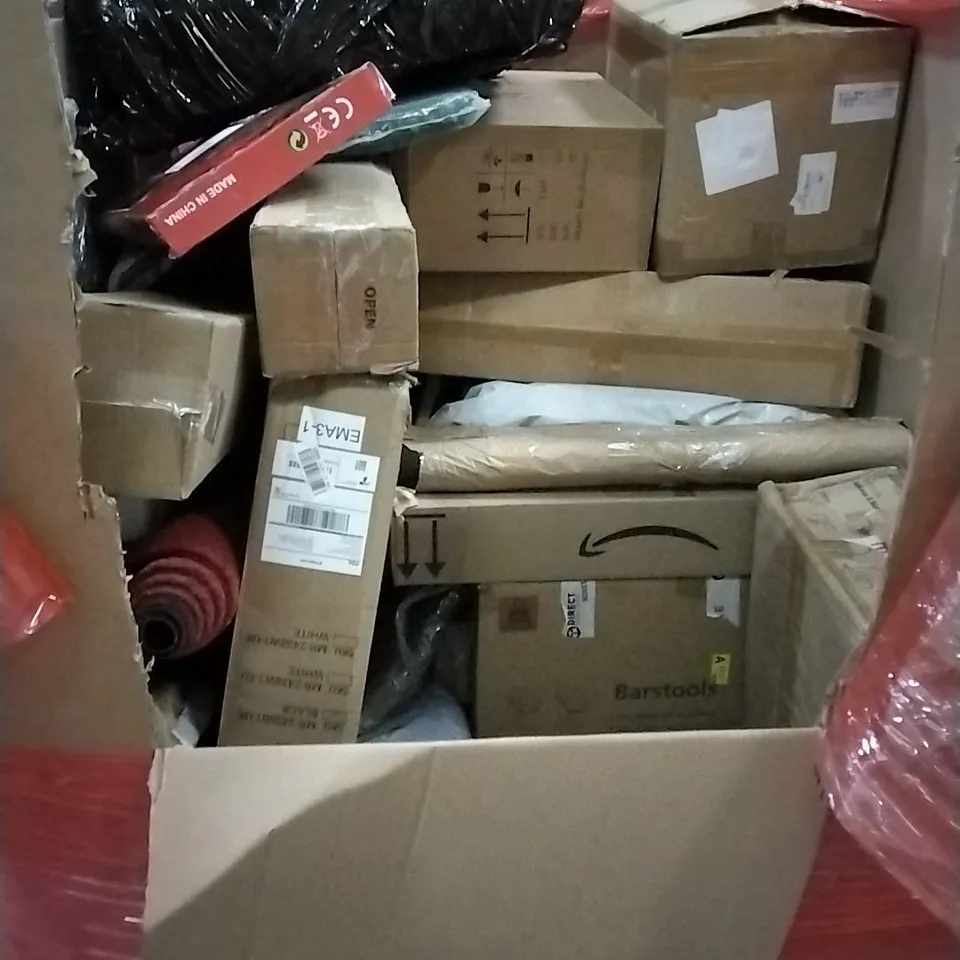 PALLET OF HOUSEHOLD ITEMS TO INCLUDE VIBRATION PLATE EXCERISE MACHINE, SCOOTER, PLANT POT CEILING PANEL  AND OTHER ASSORTED ITEMS...