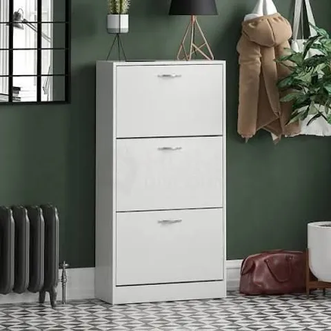 BOXED VIDA 3 DRAWER SHOE CABINET - WHITE (1 BOX)
