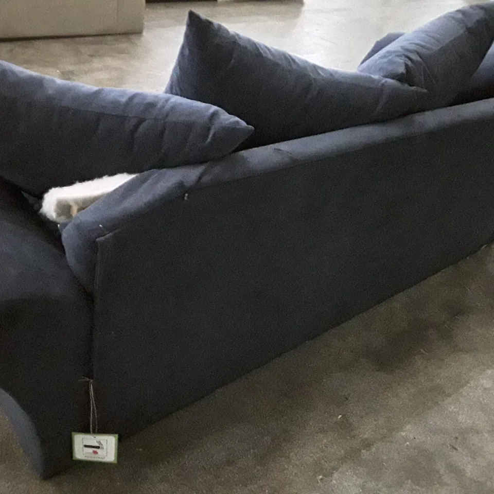 QUALITY DESIGNER 3 SEATER SOFA - BLUE FABRIC