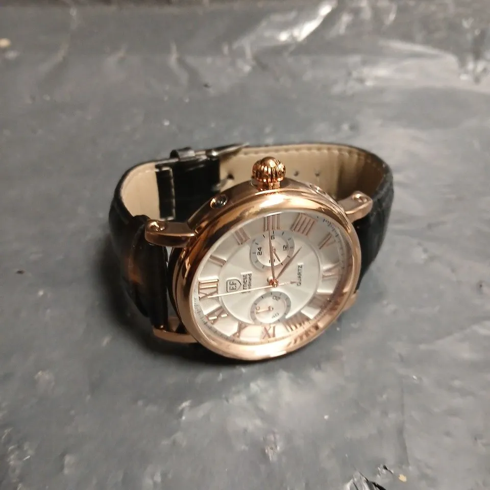 MENS ERNEST FERDINAND LEATHER STRAP WATCH