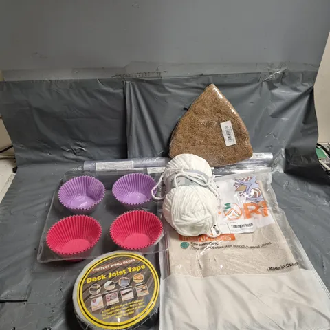 APPROXIMATELY 15 ASSORTED HOUSEHOLD PRODUCTS TO INCLUDE DECK JOIST TAPE, TABLECLOTH, BABY YARN, ETC