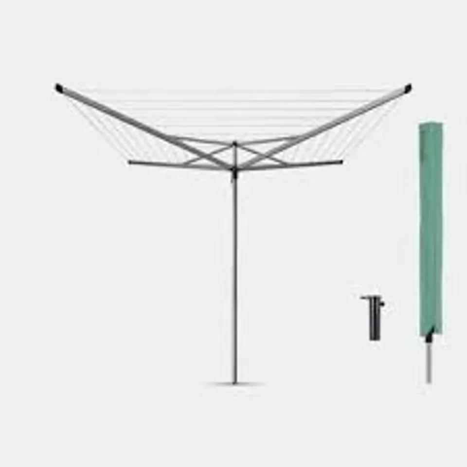 BOXED BRABANTIA 40 METRE ESSENTIAL ROTARY CLOTHES LINE WITH GROUND TUBE AND COVER (1 BOX)