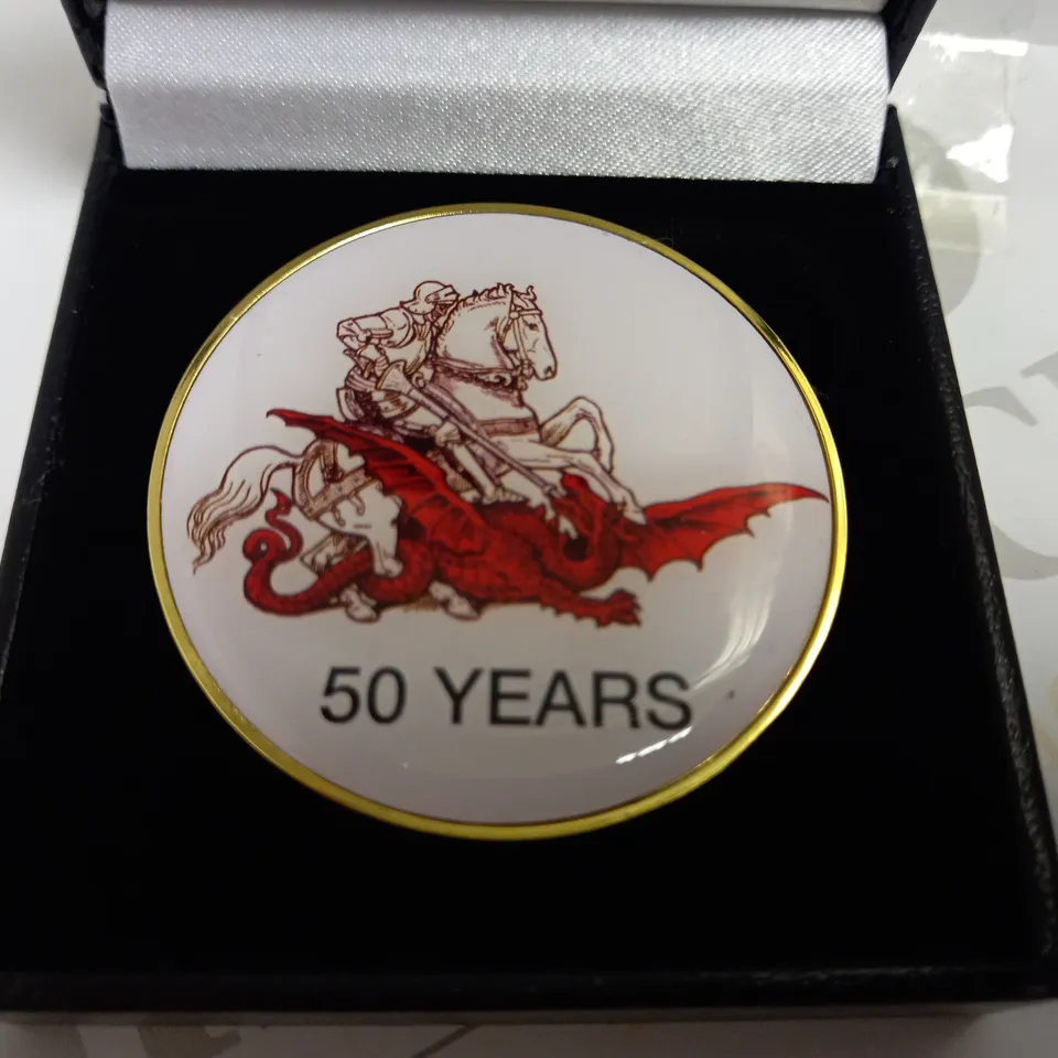 ST GEORGES DAY 50 YEARS COMMEMORATIVE COIN