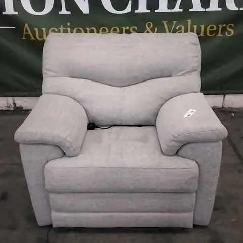 QUALITY BRITISH DESIGNED & MANUFACTURED G PLAN STRATFORD POWER RECLINER CHEVRON MIST FABRIC ARMCHAIR