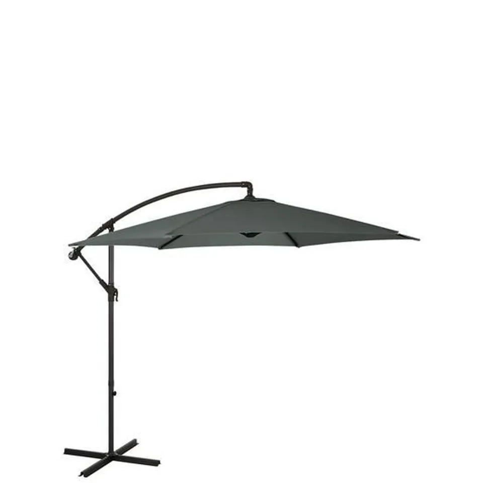 BOXED GRADE 1 METAL CANTILEVER HANGING PARASOL APPROXIMATELY 3M GUNMETAL RRP £79.99