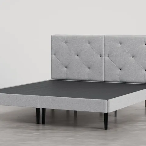 BRAND NEW BOXED EMMA BOX BED - 150CM KING SIZE, LIGHT GREY (3 BOXES)