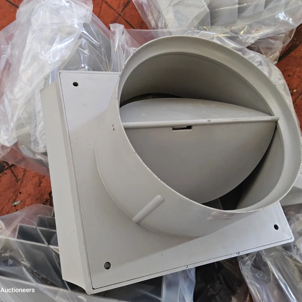 BOX OF APPROXIMATELY 10 EXTRACTOR WALL VENTS, FILTER PADS.