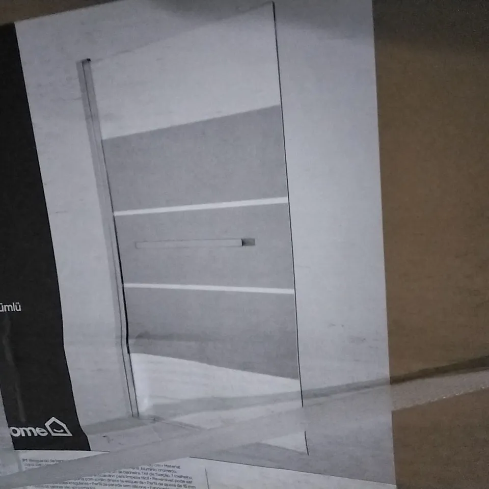 BOXED NUBIA 95CM BATH SCREEN WITH TOWEL RAIL MIRROR EFFECT