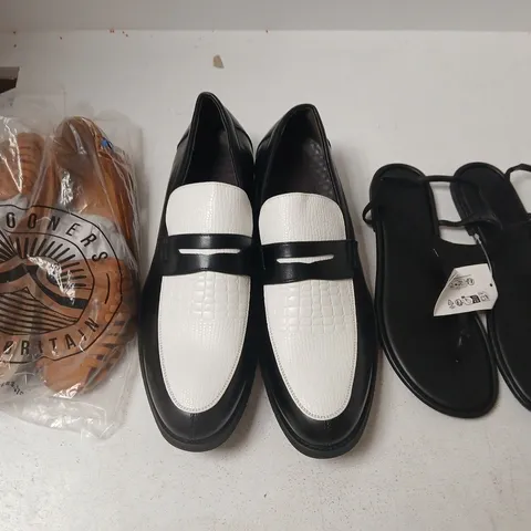 BOX OF APPROXIMATELY 12 ASSORTED PAIRS OF SHOES AND FOOTWEAR ITEMS IN VARIOUS COLOURS, STYLES, AND SIZES - COLLECTION ONLY