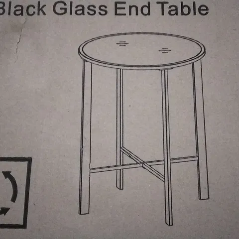 BOXED TRIESTE BLACK GLASS END TABLE
