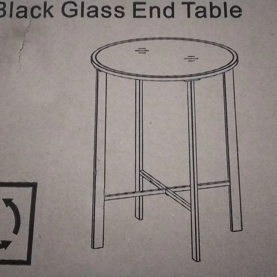 BOXED TRIESTE BLACK GLASS END TABLE