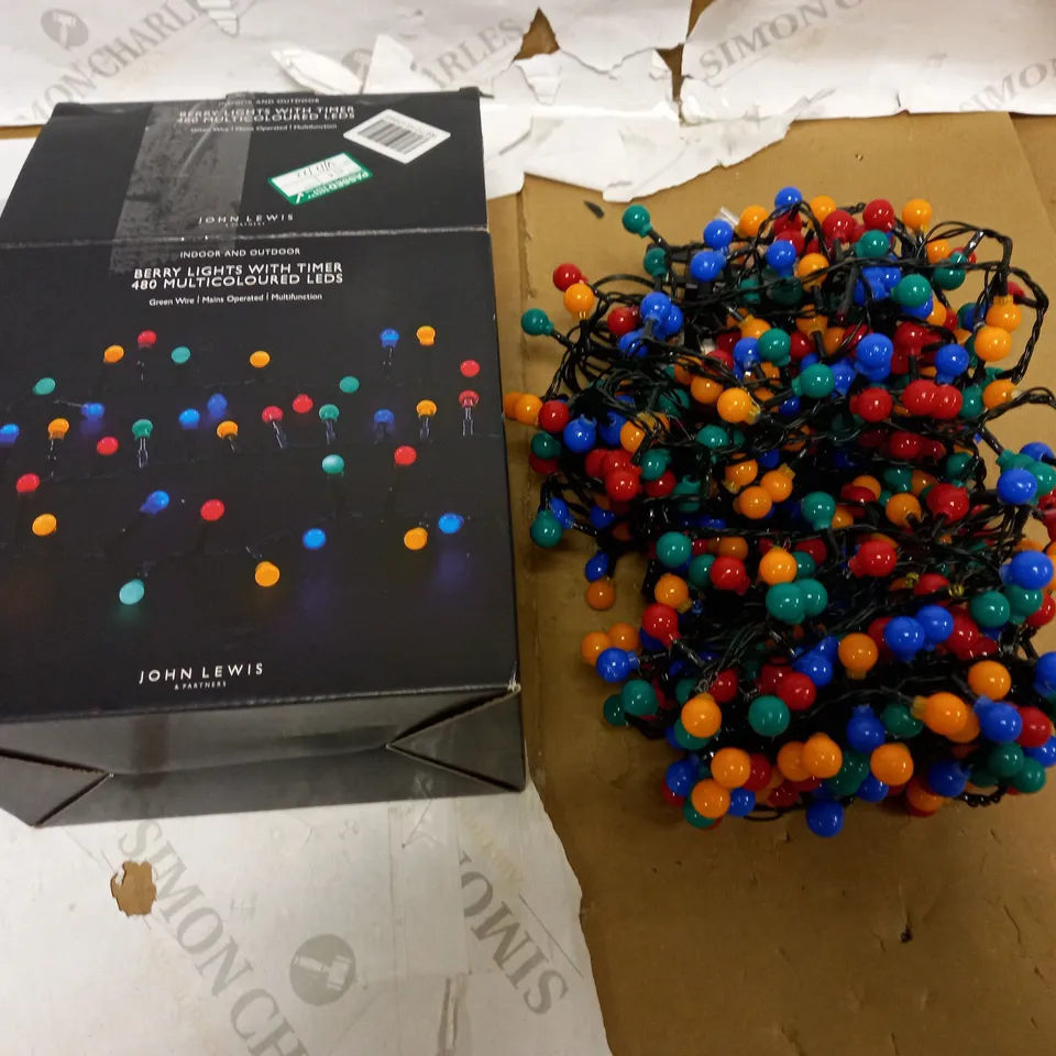 JOHN LEWIS BERRY LIGHTS WITH TIMER 480 MULTICOLOURED LEDS 