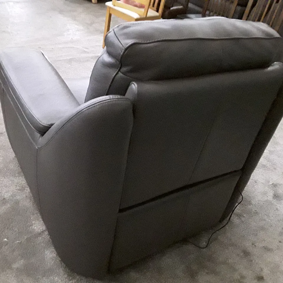 QUALITY ITALIAN DESIGNER PARMA NEW ELECTRIC RECLINER CHAIR -  DARK GREY LEATHER