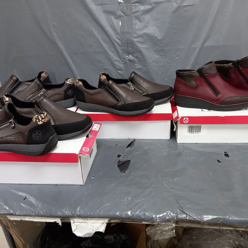 BOX OF FOUR ASSORTED PAIRS OF RIEKER SHOES 