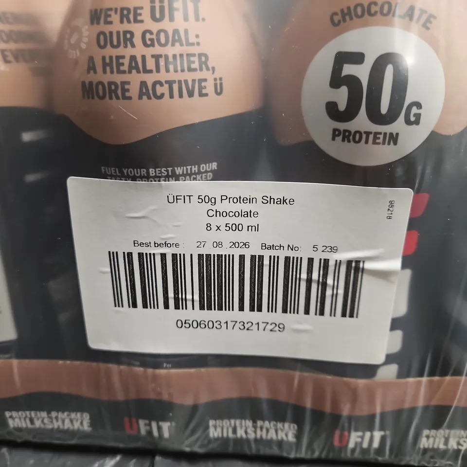 UFIT 50G PROTEIN SHAKE CHOCOLATE – 8 X 500 ML (SEALED)