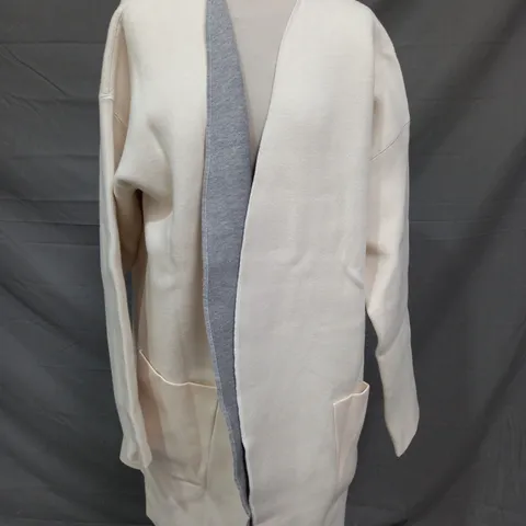 CRYSTAL KOBE LONG OVERCOAT IN CREAM SIZE XL