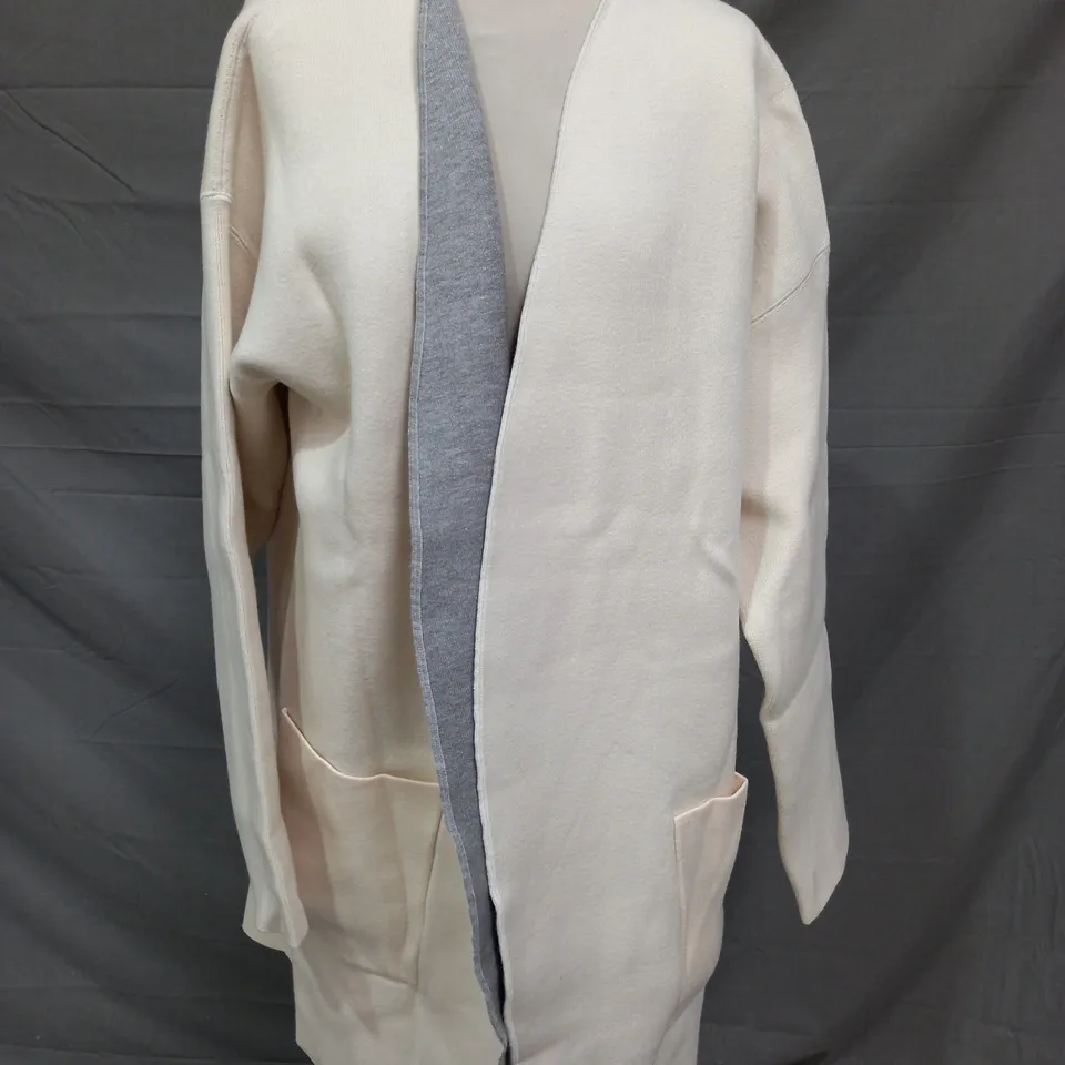 CRYSTAL KOBE LONG OVERCOAT IN CREAM SIZE XL