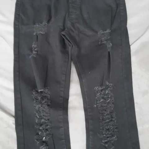 BOOHOO MAN TALL SKINNY JEANS WITH ALL OVER RIPS IN BLACK SIZE 32R